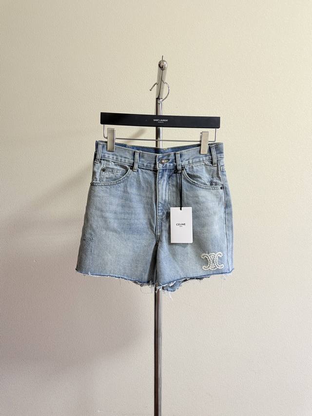 Celin embroidered shorts, imported enzyme washed, high quality version, customiz