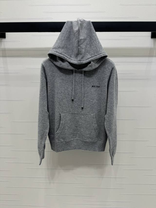 New, original, high-end Miumi* 2025 Early Fall Collection! Hooded knitted long-s