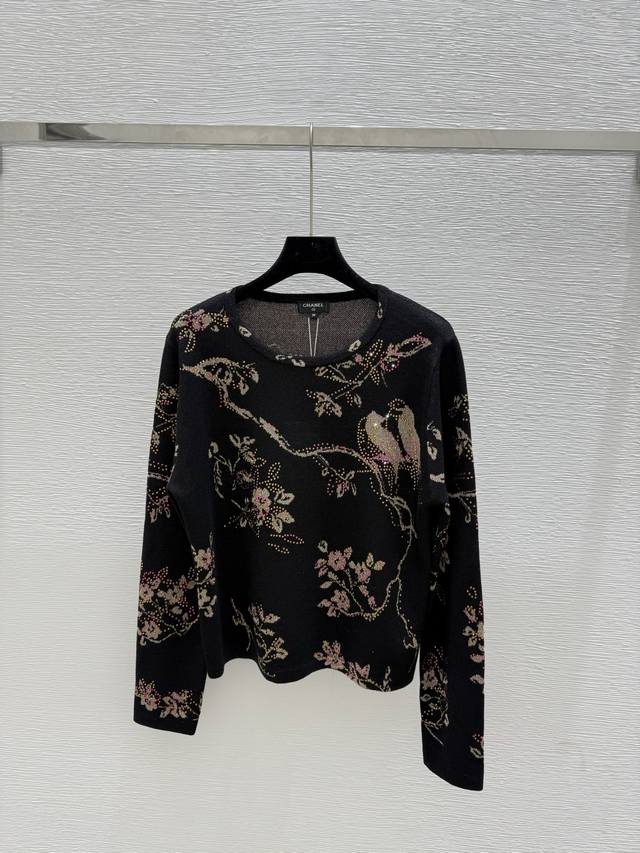 Chi's early autumn new style hot-stamping diamond print round neck knitted long