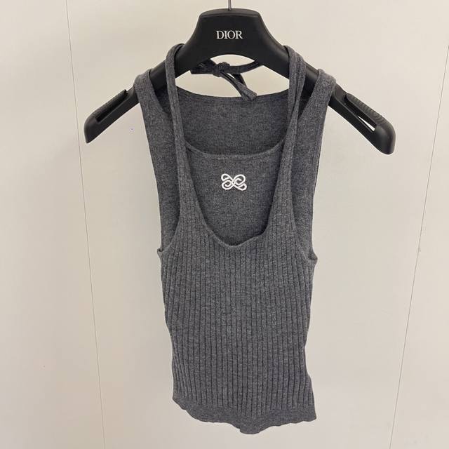 Ann 25Ss new product launched: halter neck fake two-piece stitching camisole kni