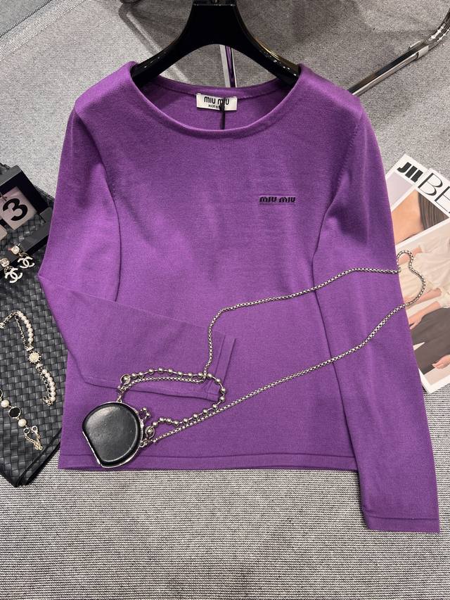 Miumi* 2025 early autumn new knitted tops, really fascinated by this purple, a v