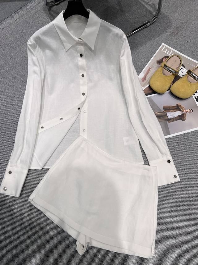 Dio* 2025 early autumn new silk and linen suit, shirt and trousers skirt, the si