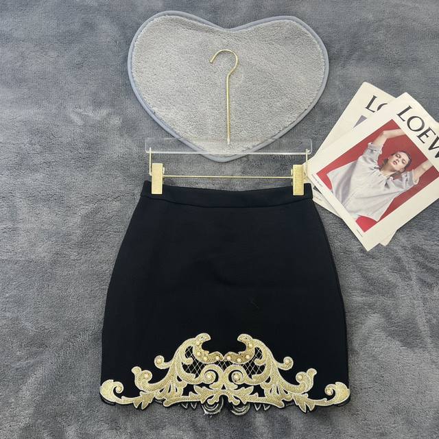 Heavy Embroidery Skirt Black Sml 3 Sizes