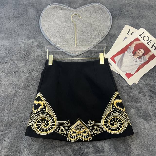 Heavy Industry Love Embroidery Skirt Black Sml 3 Sizes