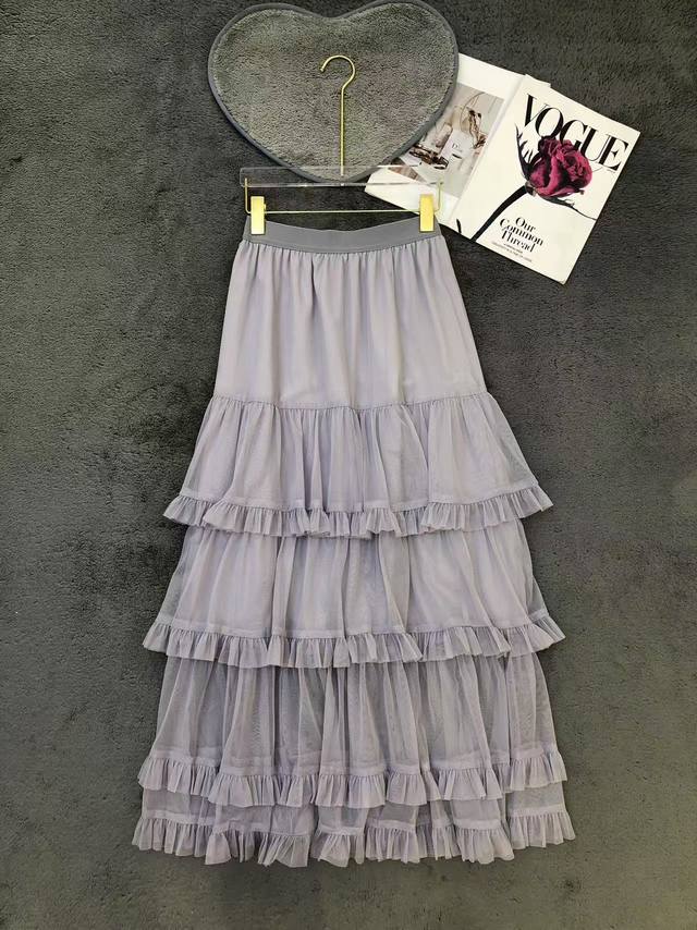 new design temperament romantic fungus splicing mesh cake gauze skirt Sml