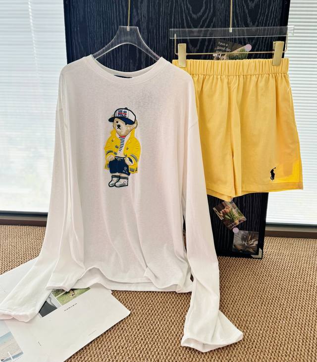 Product Name: Ralph Laure* Ralph Yellow Bear Long-Sleeved Linen Shorts Sun Prote