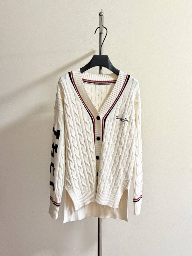 Dio tennis style limited edition cardigan imported pure cotton yarn cable knit t