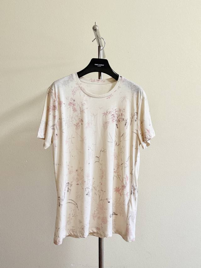 Dio summer floral print T-shirt high version customized original cotton and line