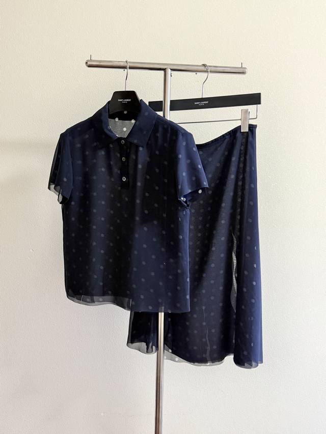 Acne runway polka dot double-layer mesh polo shirt. This faux two-piece design i