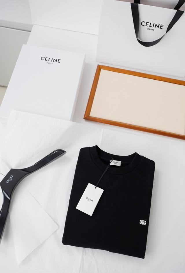2025Ss new Celine Triomphe cotton fleece loose sweatshirt - classic round neck p