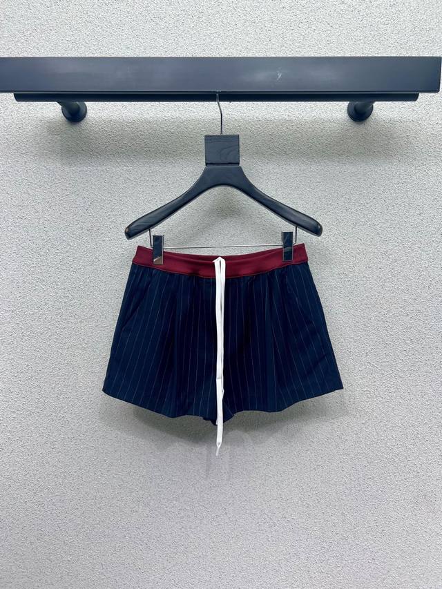 Miu dark blue striped shorts are comfortable, stylish, and elegant, perfect for