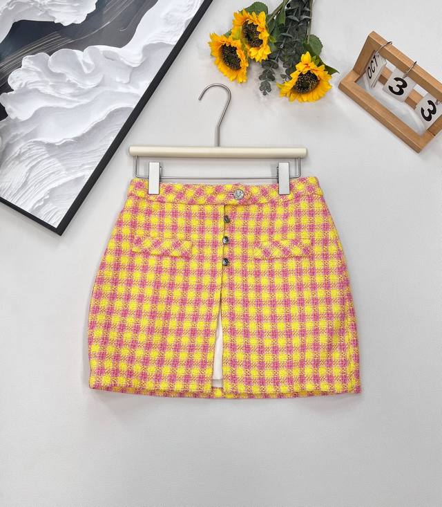 Chanel 2025 new plaid ribbon top and skirt set, customized from Yb imported wool