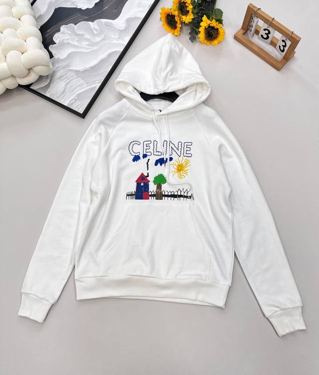 Celine 2025 new printed hooded childlike sweatshirt, customized YB original cott