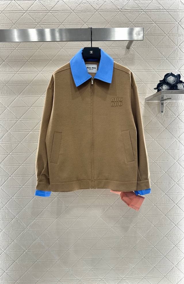 Miumi*2025 new arrivals. A custom YB imported imitation wool and cotton jacket w