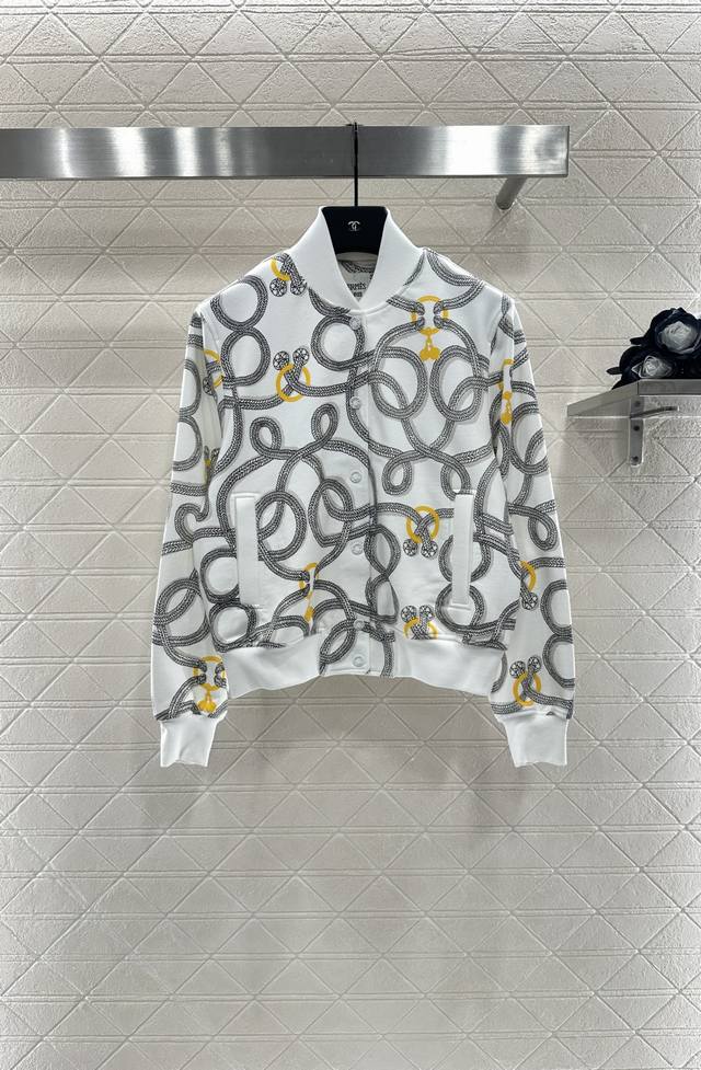 Herme* 2025 new arrival: knot-print casual jacket, custom-made from YB twill cot