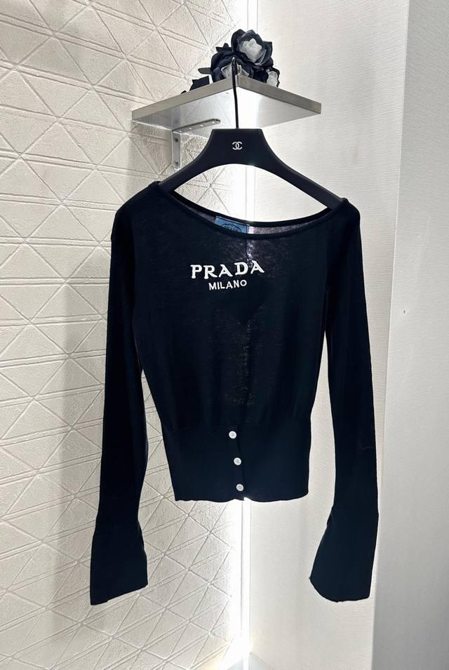 Prad*2025 New Arrival Off-Shoulder Knit Crewneck Sweater Custom-Made with Yb Woo