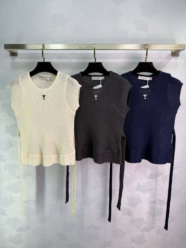 Dio*25 new knitted vest with a small embroidered logo on the chest and tassels o
