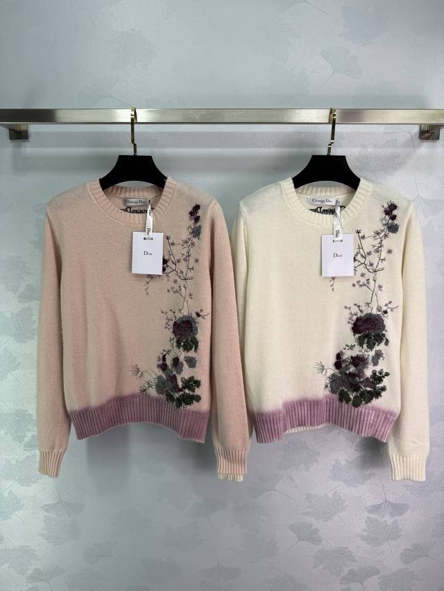 Dio25's new floral embroidered sweater features a round neck pullover design and