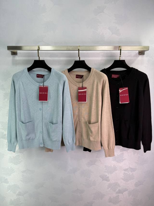 Gucc* Spring/Summer 2025 New Collection! Openwork Knit Cardigan! Custom-woven fr