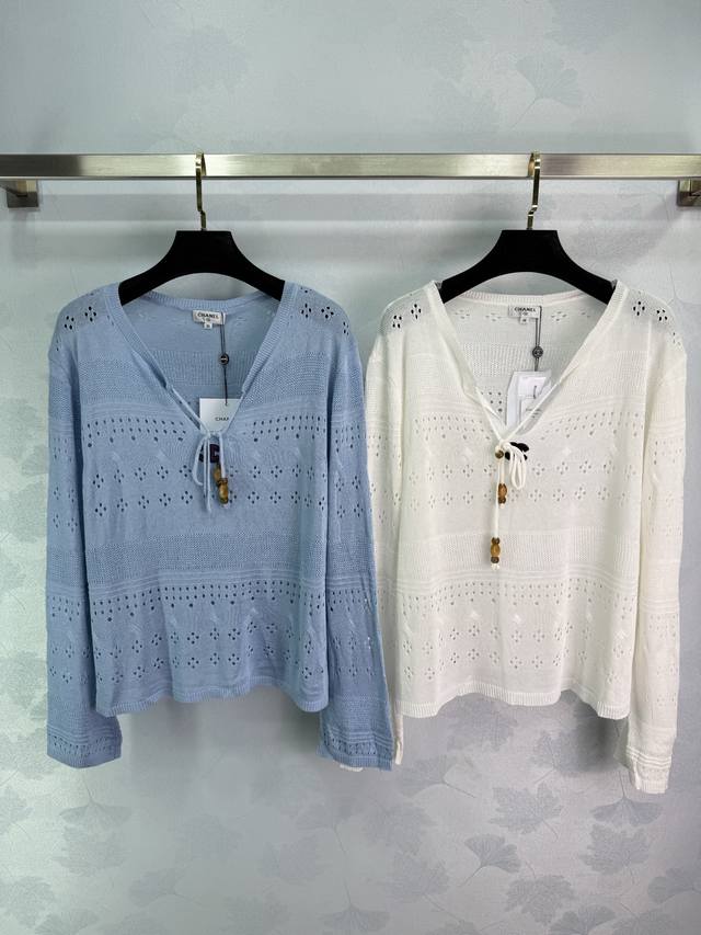 Chane*'s latest 2025 Early Fall collection! Long-sleeved knit with lace-up detai