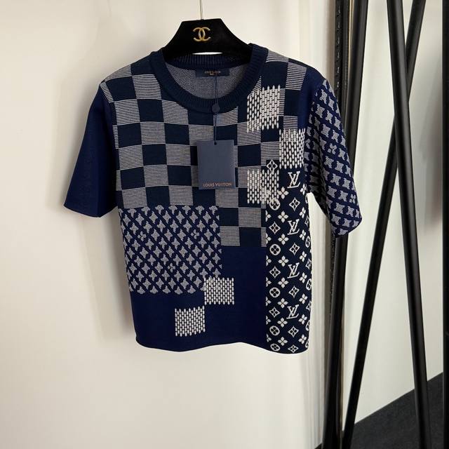 Style No. 20254459 Lv* New monogram logo contrasting plaid pullover short-sleeve
