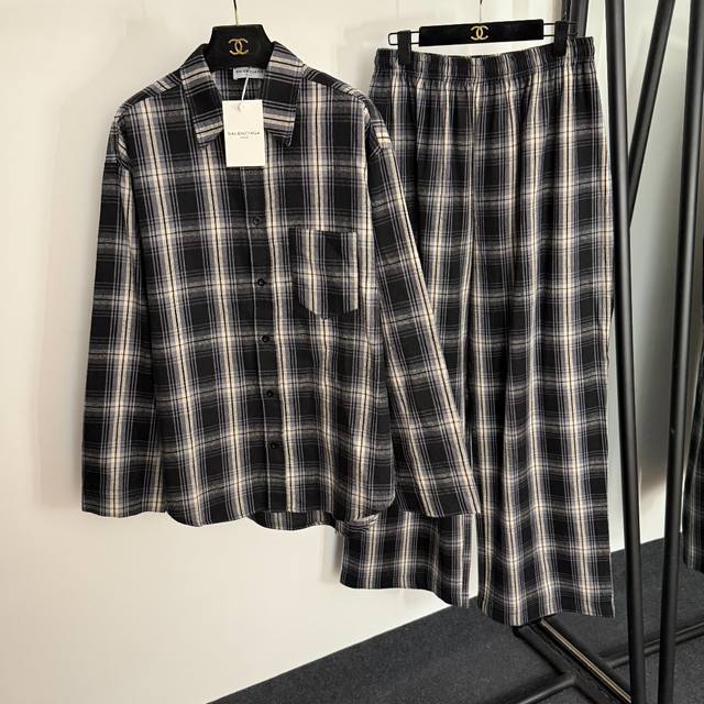 Style No. 20254453 Balenciag* new linen suit, college style retro plaid long-sle