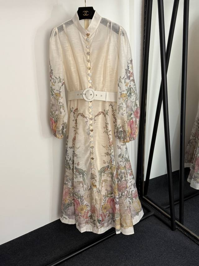 Style No. 20254441 Zimmermann new style multi-diamond button decorated hem flora