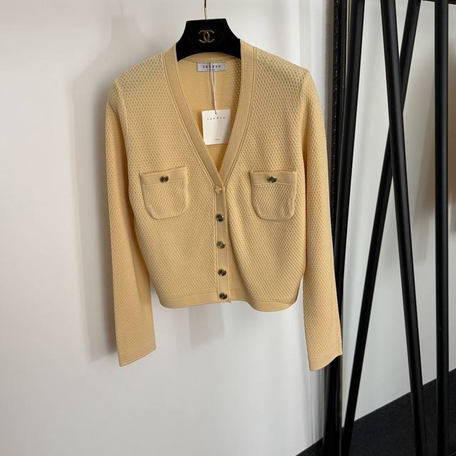 Style No. 20254437 Sandr* new double pocket V-neck long-sleeved knitted cardigan