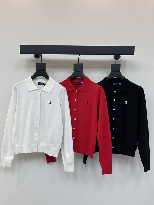 Raiph Laure* Early Fall 2025 Polo knitted cardigan with pony embroidery and a la