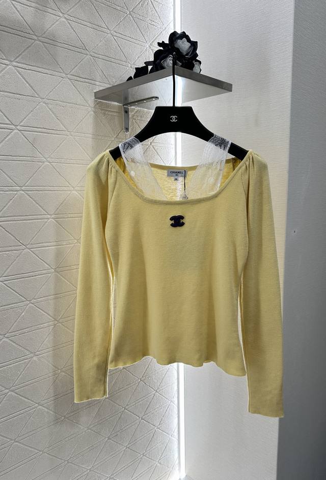 Chane* 2025 New Arrival: Lace Suspender Fake Two-Piece Knit Top, Custom-Woven wi