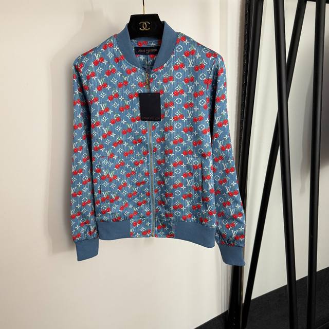 Style No. 20254419 Lv* New Monogram Logo Cherry Print Long Sleeve Zipper Jacket,