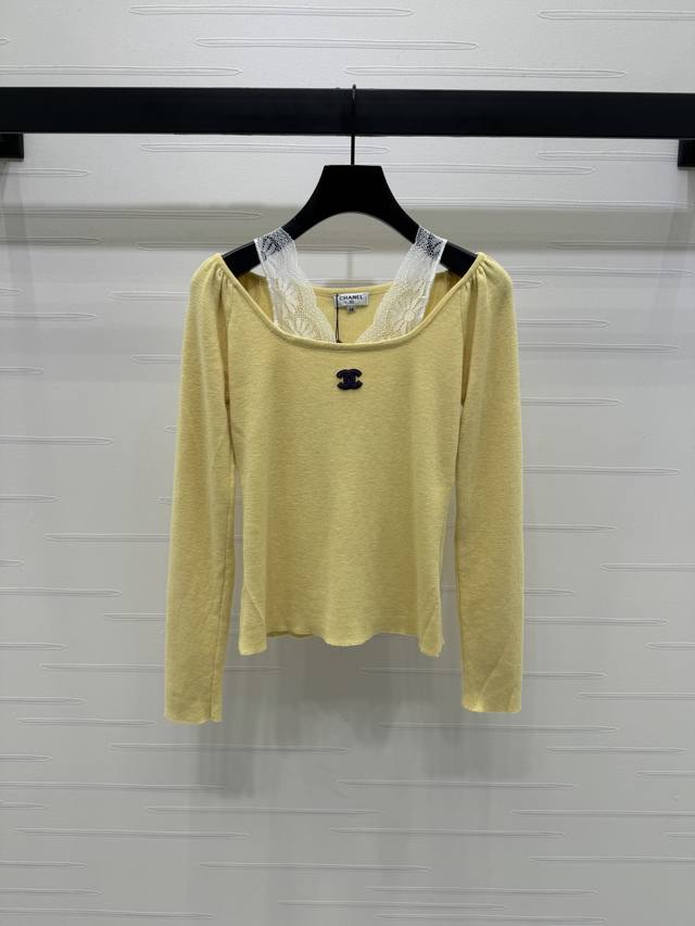 New, original, high-quality Chane* 2025 Early Fall collection! Lace-trimmed knit