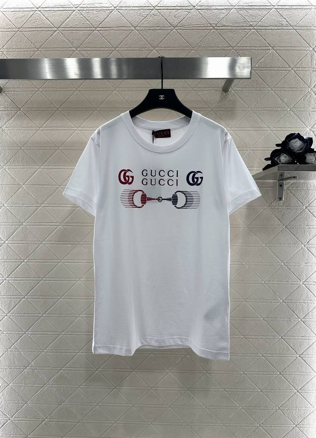 Gucc*2025 New Arrivals. This printed, round-neck, custom-made Yb virgin cotton s