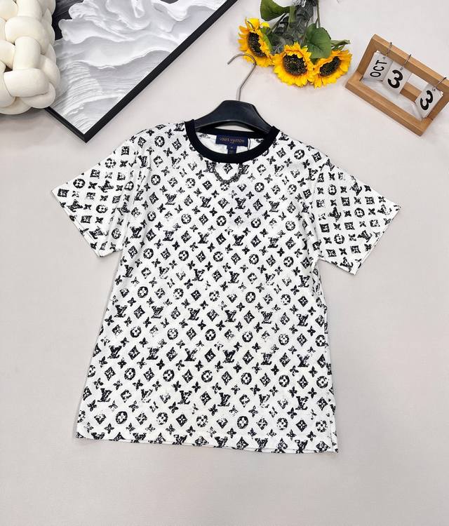 Louis Vuitton 25Ss Spring/Summer new monogram print chain round neck short-sleev