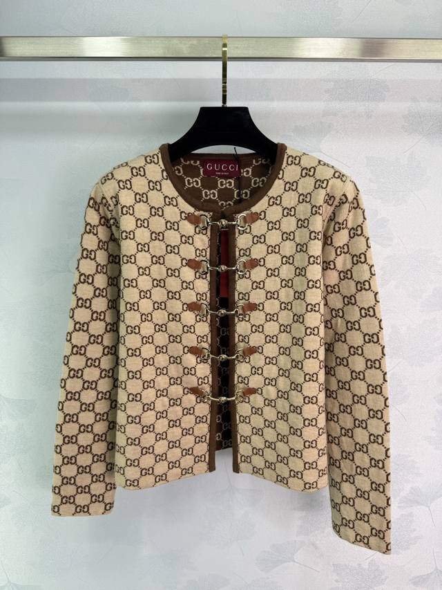 Gu*25 Early Fall new monogrammed jacket, classic design, slimming effect, metal