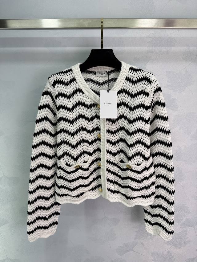 Celin*25 Spring/Summer new arrival! A black and white wavy knit jacket! Custom-m