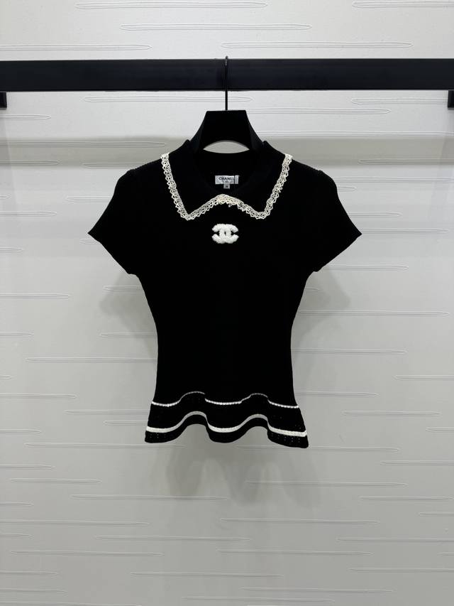 New, original, high-quality Chane* 2025 Early Fall collection! Knitted short-sle