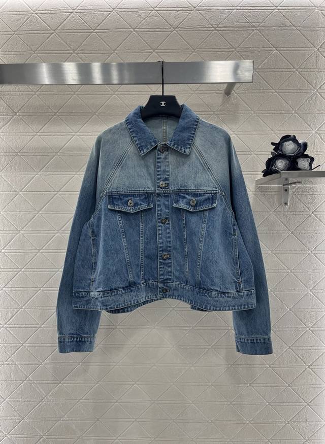 Loew*2025 new arrivals: gradient bleached denim jacket and trousers set. Custom