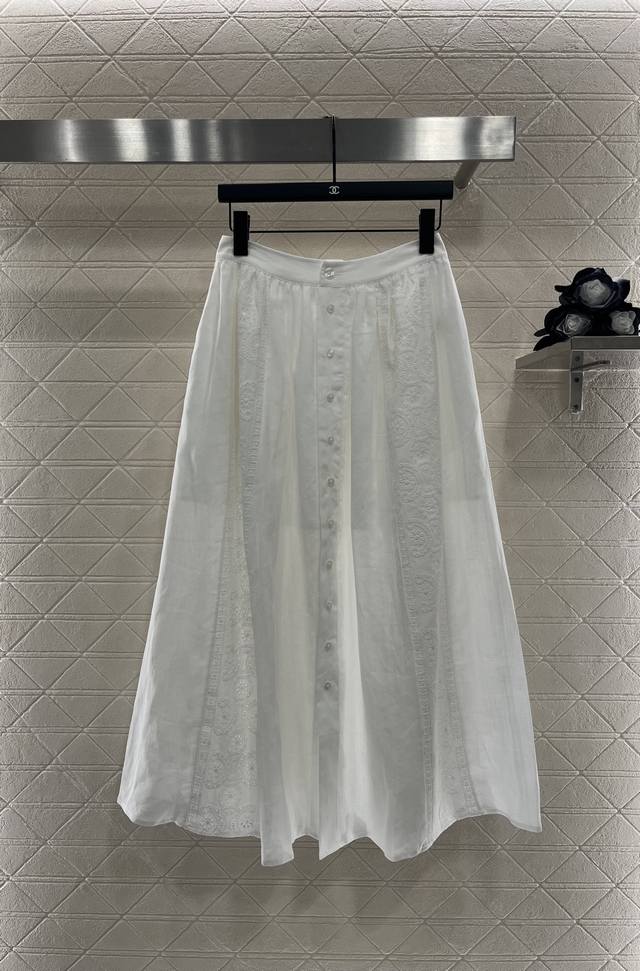 Celin*2025 New Arrival: Custom Embroidered Openwork Midi Skirt. Made from import