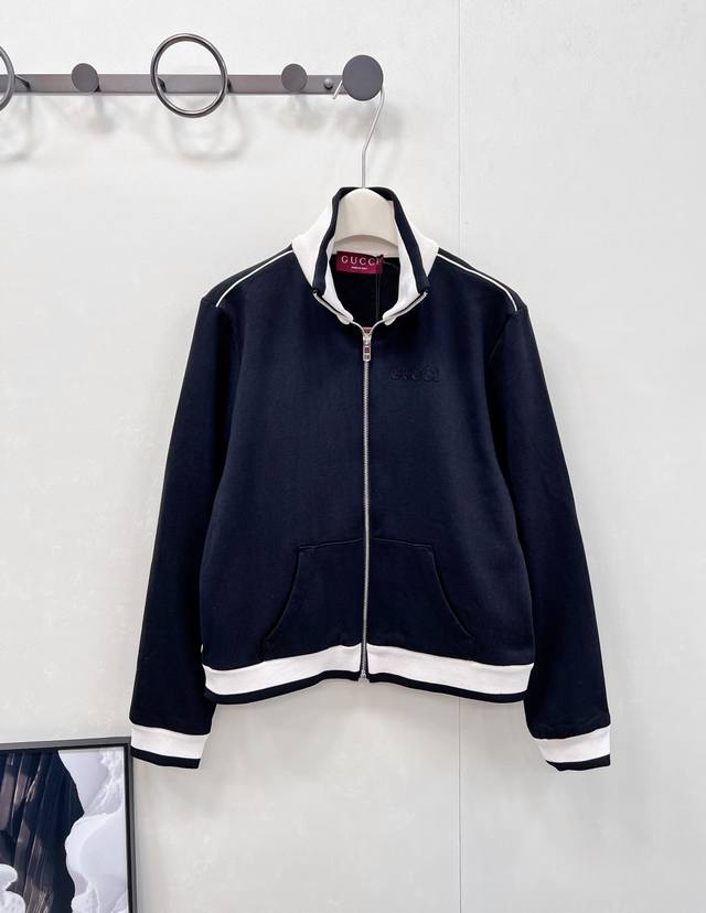 Gucci's new classic stand-up collar zipper jacket with embroidered monograms. Th
