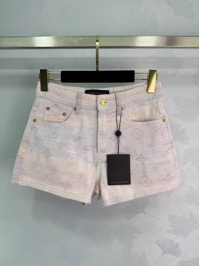 Lou* 25Ss new spring/summer color-coded jacquard straight-leg denim shorts. Made