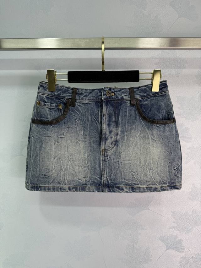 Miumi*2025 New Arrivals: Gradient, bleached denim jacket and skirt set. Custom Y