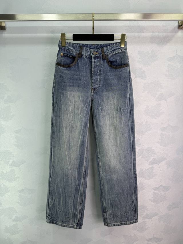 Miumi*2025 new arrivals: gradient bleached denim jacket and trousers set, custom