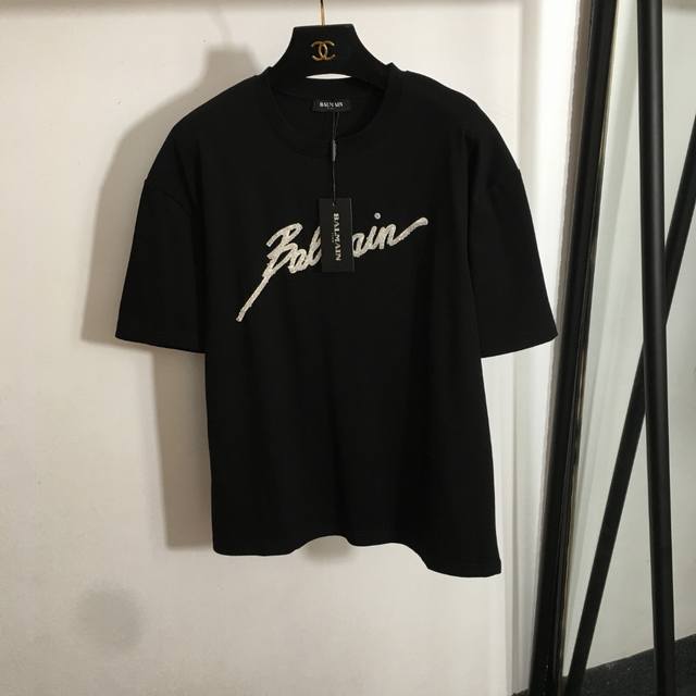 Style No. 20250033 Balmai* new beaded logo 3D decorative casual short-sleeved co