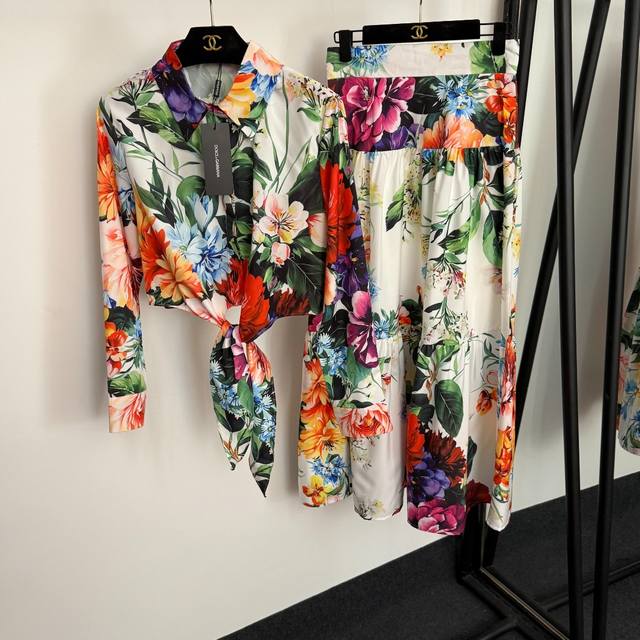 Style No. 20254388 Dg* Newest Set, Temperament Colorful Flower Print Tie Waist L