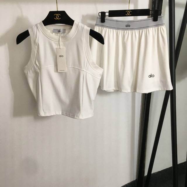 Style No. 20253267 Alo new sports suit, logo letter slim vest top + ribbon waist