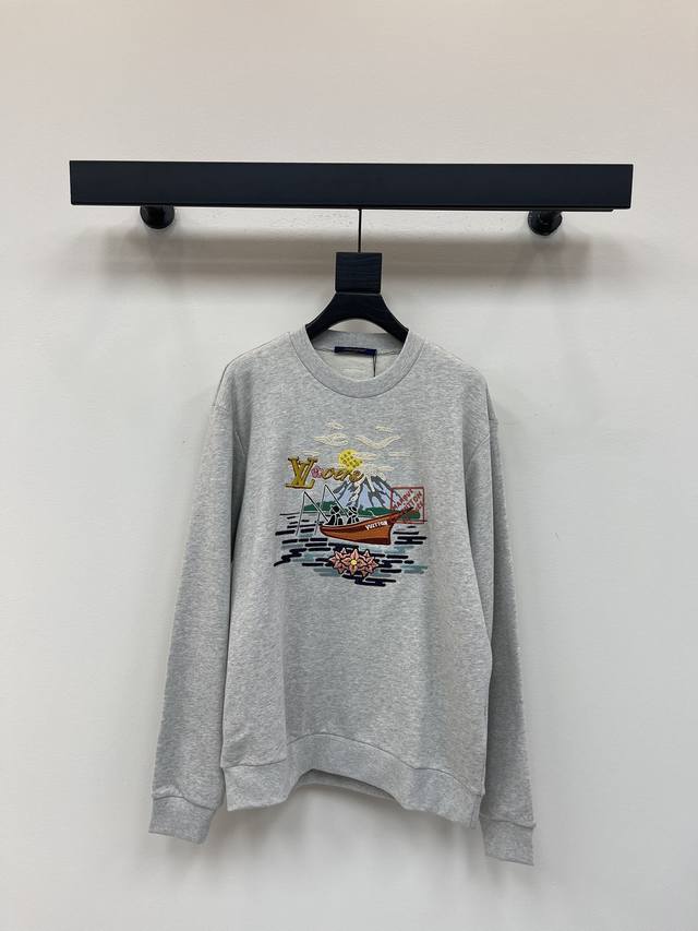 Louis Vuitt*25 Early Fall New Nigo Collaboration Embroidered Crewneck Sweatshirt