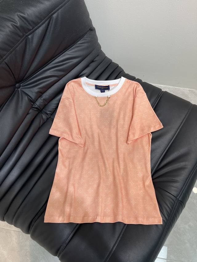 Louis Vuitto*25 new round neck printed chain short-sleeved T-shirt customized Yb