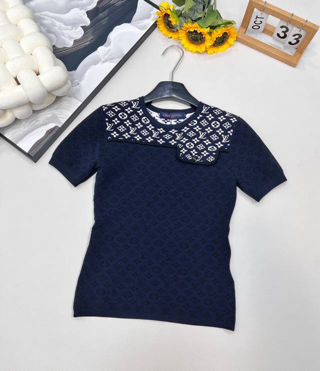Louis Vuitton 2025 new jacquard patchwork knitted short sleeves, customized Yb s