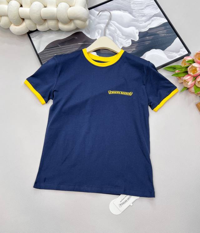 Chrome Heart 25Ss new spring and summer navy blue and yellow horseshoe logo prin